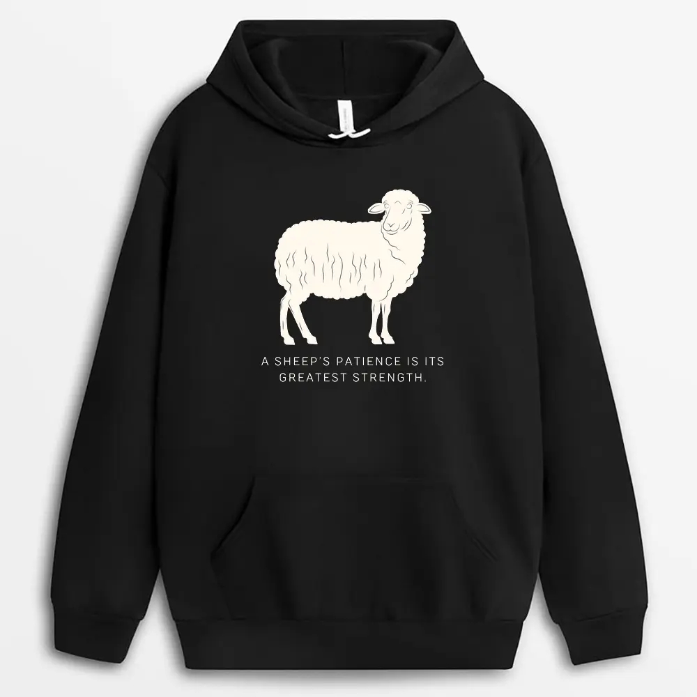 A Sheeps Patience Is Its Greatest Strength  Ascxtee Hoodie - Black