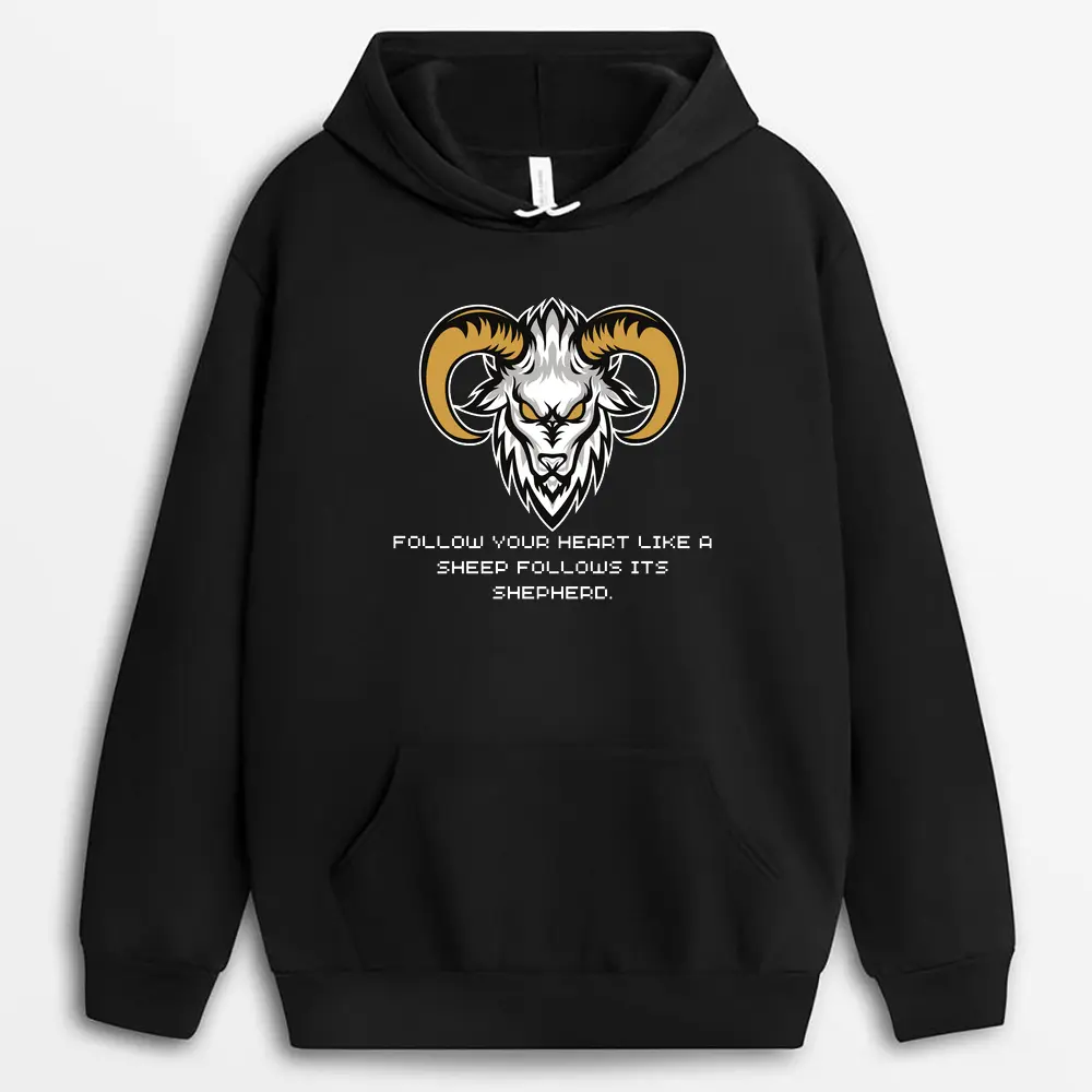 Follow Your Heart Like A Sheep Follows Its Shepherd Ascxtee Hoodie - Black