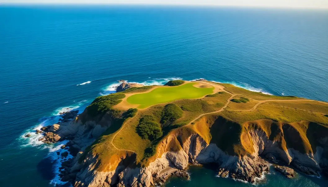 The dramatic coastal cliffs of Pebble Beach Golf Links.