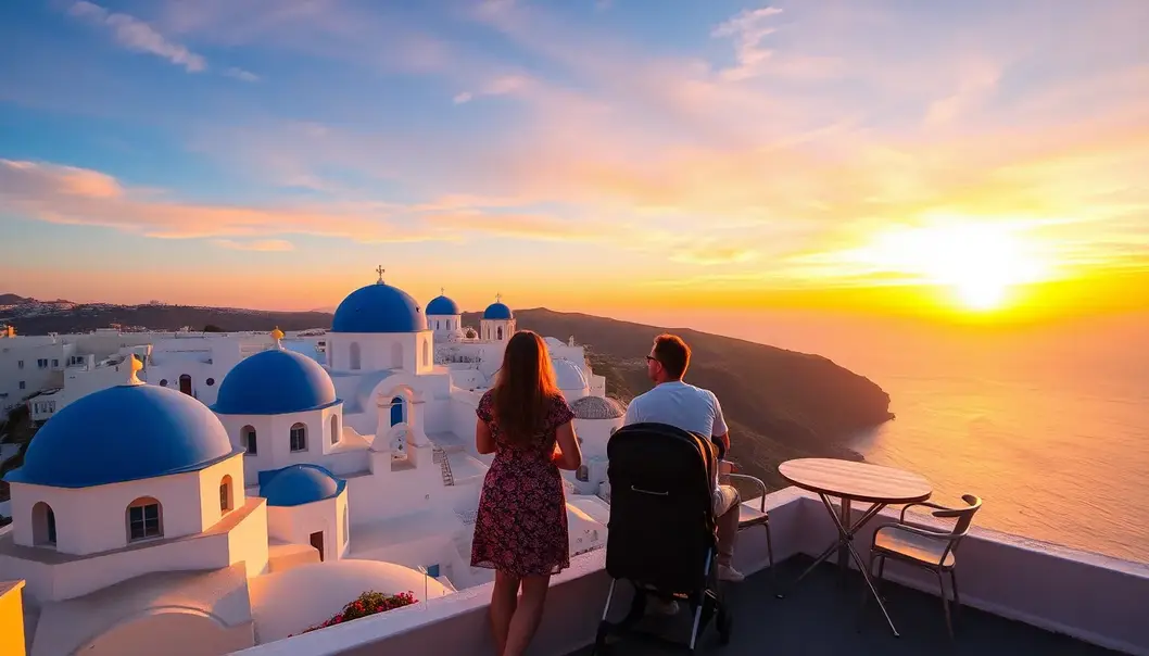 Santorini, known for its breathtaking sunsets, is a perfect romantic getaway.